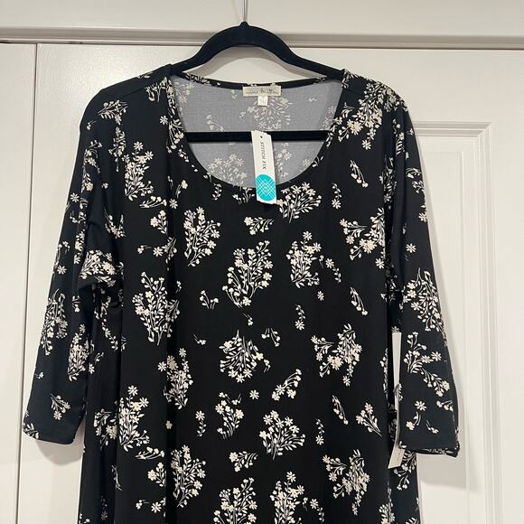NWT Women's‎ Nine Britton Stitch Fix Dress Black with White 1X Plus - Picture 2 of 8